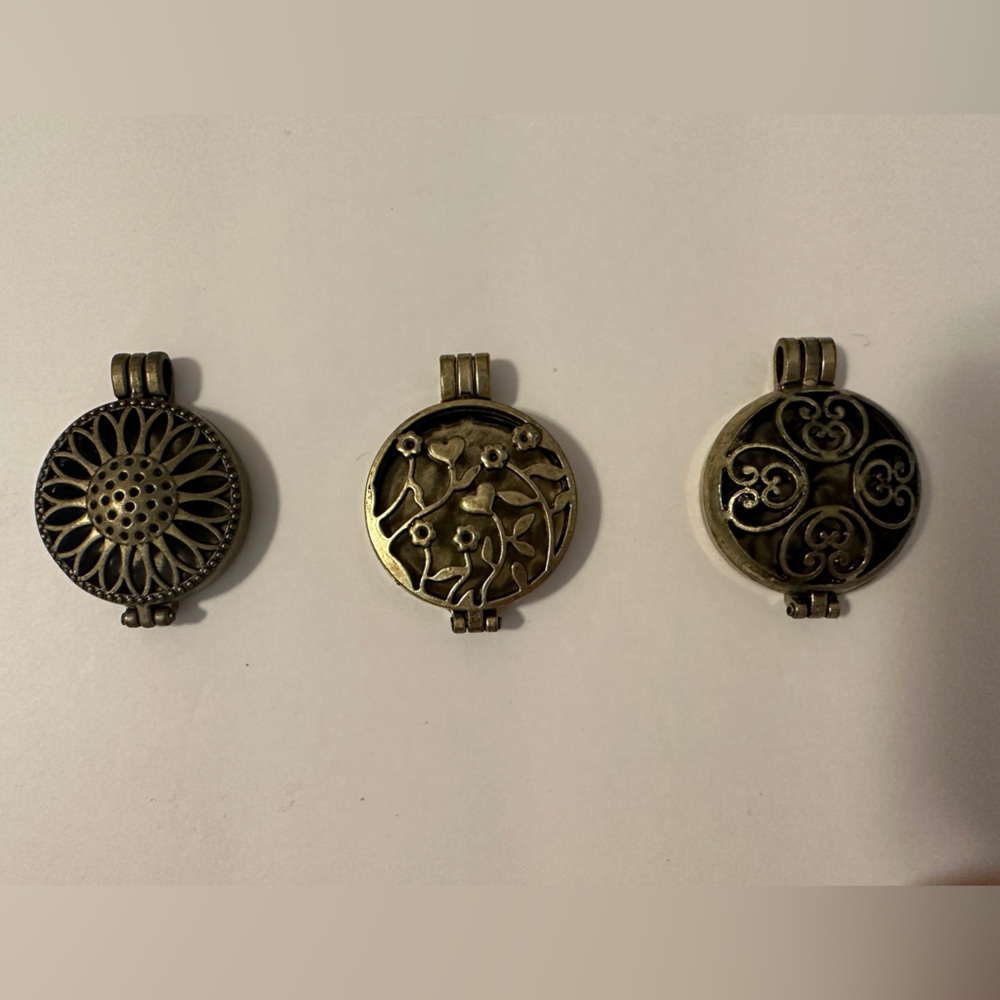 Lot of 3 Fragrance Diffuser Lockets w/2 Chains